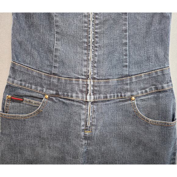 Vintage 90s FUBU Denim Jumpsuit Size 11/12 Retro Classic Stretch Zip Up - Picture 3 of 10